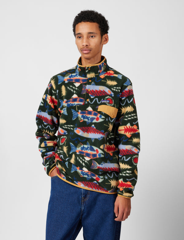 Patagonia LW Synchilla Snap-T Fleece - Salmon Energy: Old Growth Green