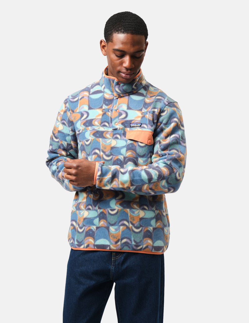 Patagonia LW Synch Snap-T Swallowtail Geo Pullover  - Blue