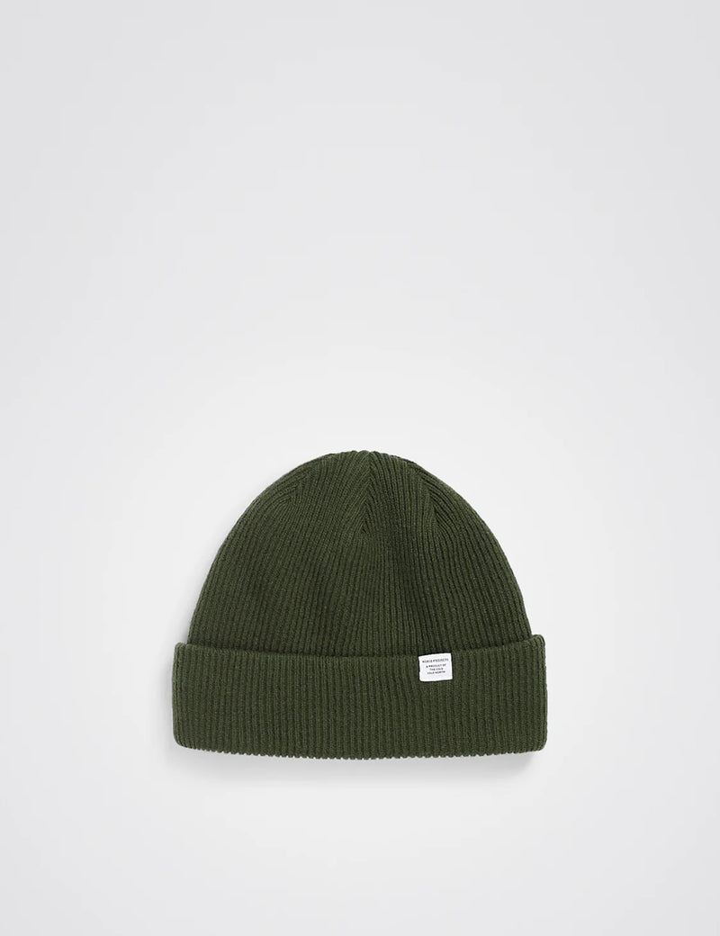 Norse Projects Merino Lambswool Beanie - Army Green