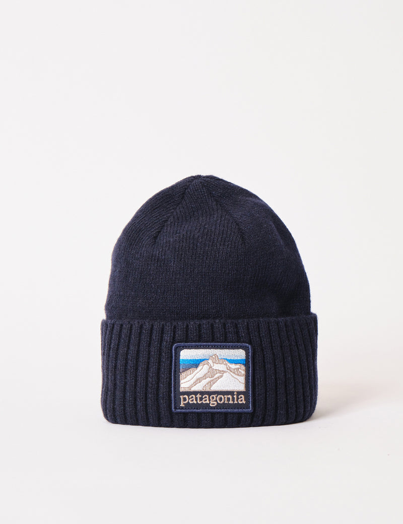 Patagonia Brodeo Line Logo Ridge Beanie Hat - Classic Navy Blue