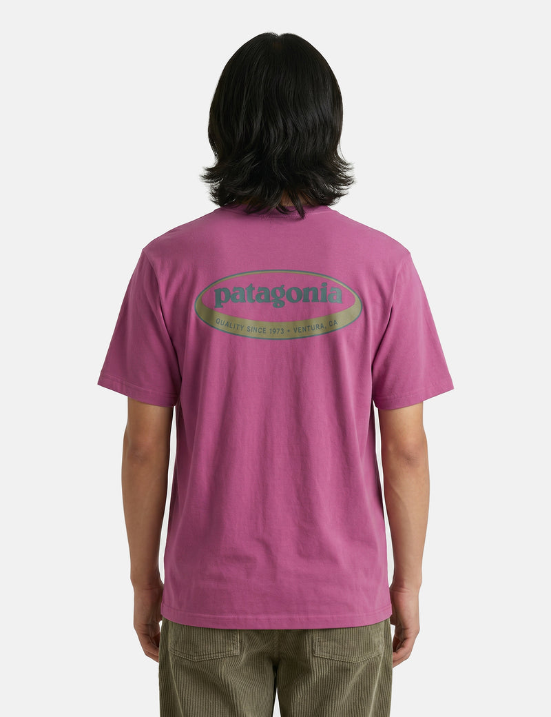 Patagonia '95 Oval Logo T-Shirt - Faded Magenta | Urban Excess