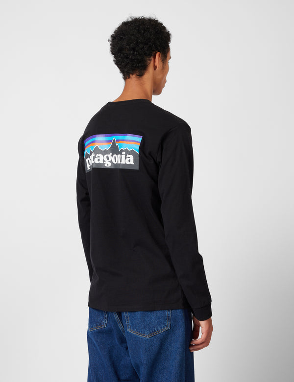 T-Shirt à Manche Longue Patagonia P-6 Logo Responsibili-Tee - Black