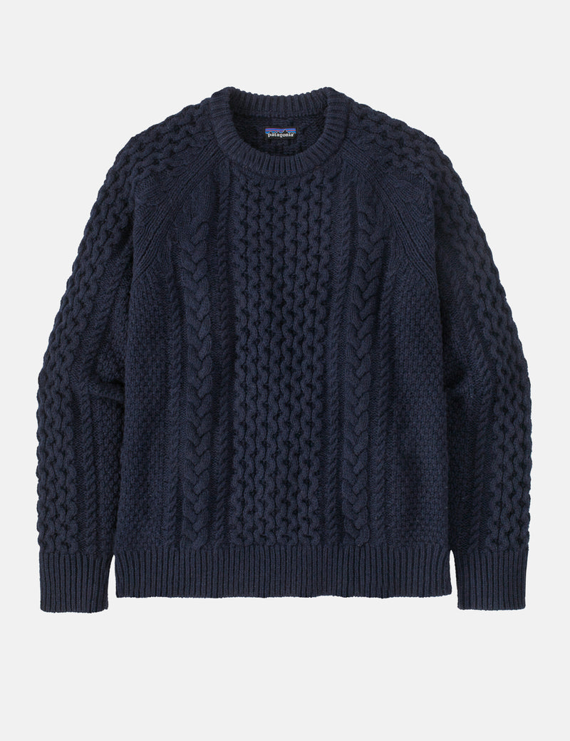 Patagonia Cable Knit Sweatshirt (Wool Blend) - New Navy Blue