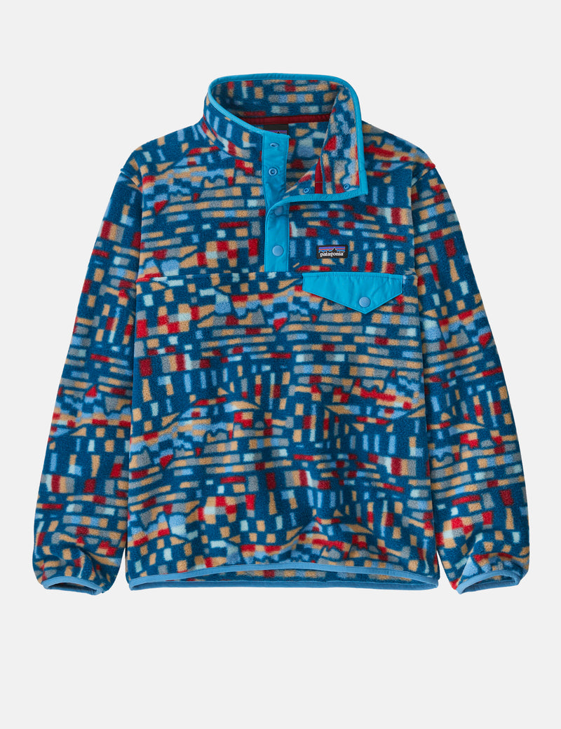 Patagonia Kids Synch Snap Fitz Roy Patchwork Fleece - Lagom Blue