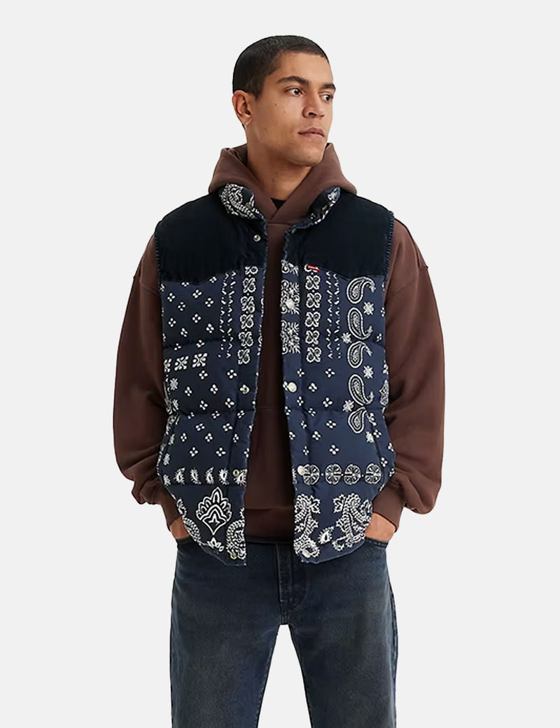 Levis Western Super Puffer Vest - Barkley Bandana Blue