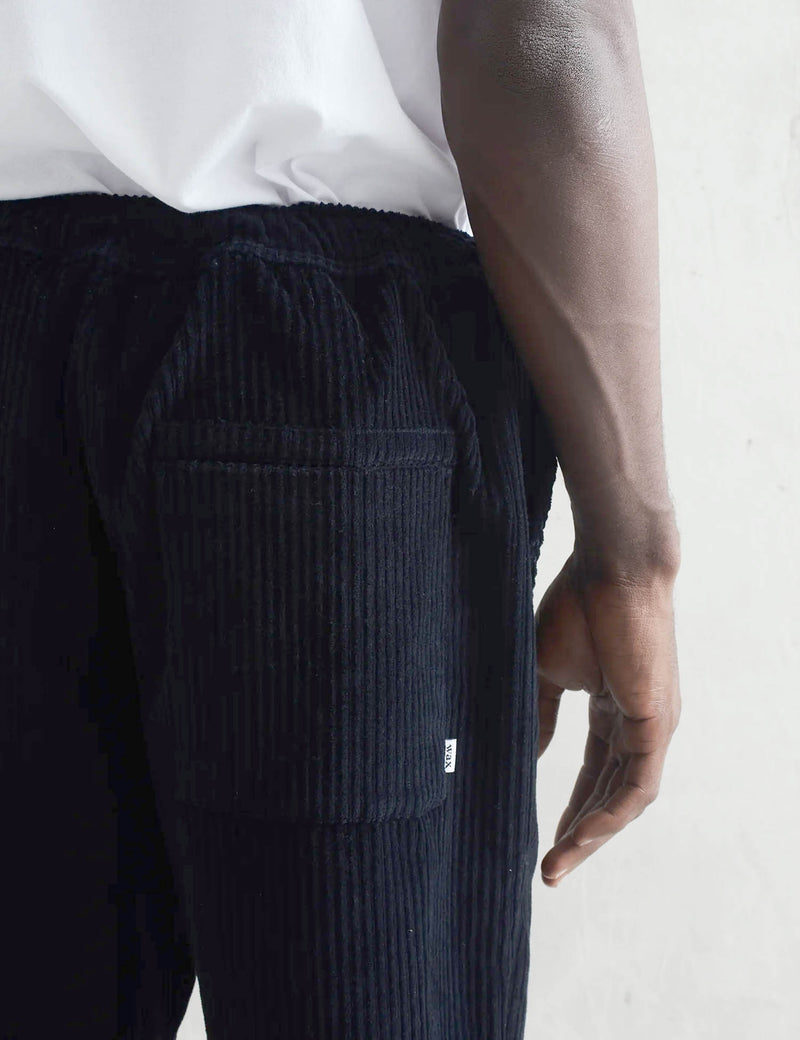 Wax London Pleat Trousers (Corduroy) - Navy Blue