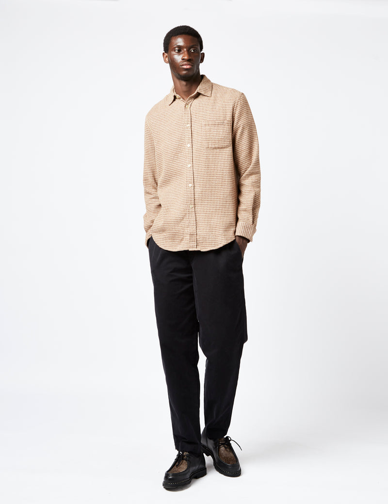 Portuguese Flannel Abstract Pied Poule Shirt - Brown