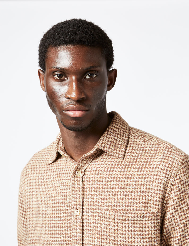 Portuguese Flannel Abstract Pied Poule Shirt - Brown