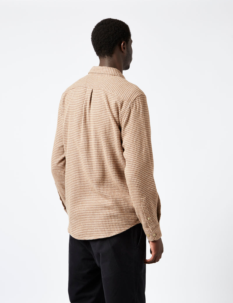 Portuguese Flannel Abstract Pied Poule Shirt - Brown