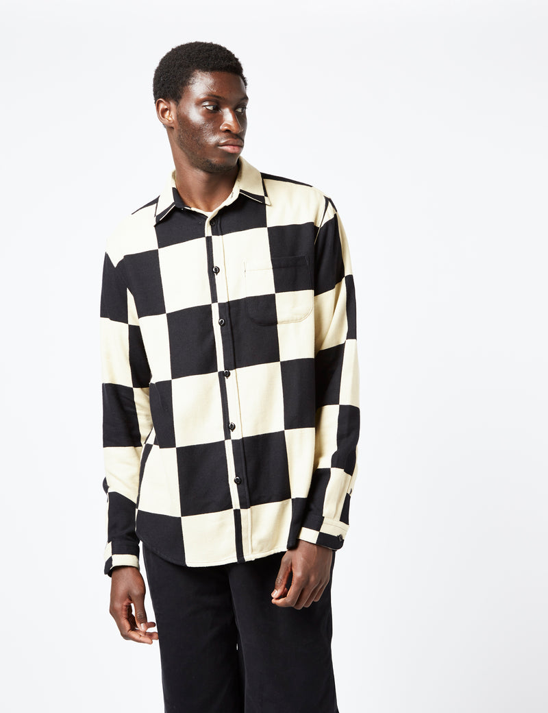 Portuguese Flannel Tile Shirt - Black