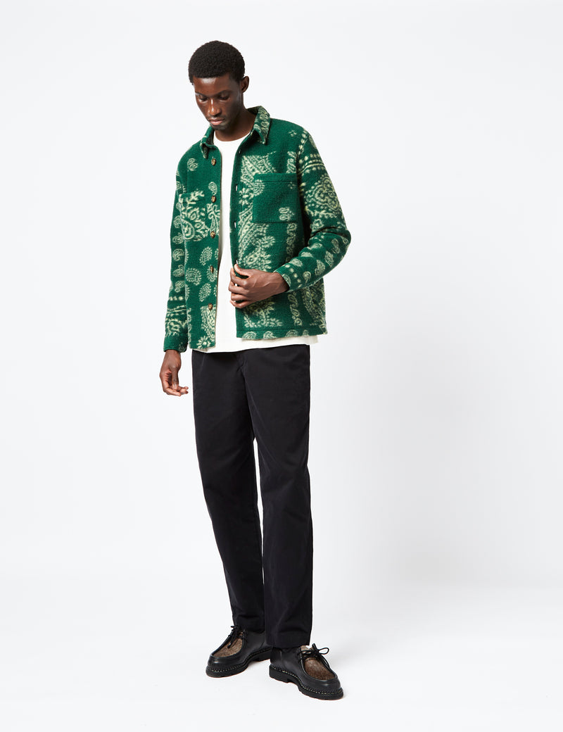 Portuguese Flannel Abstract Paisley Overshirt - Green