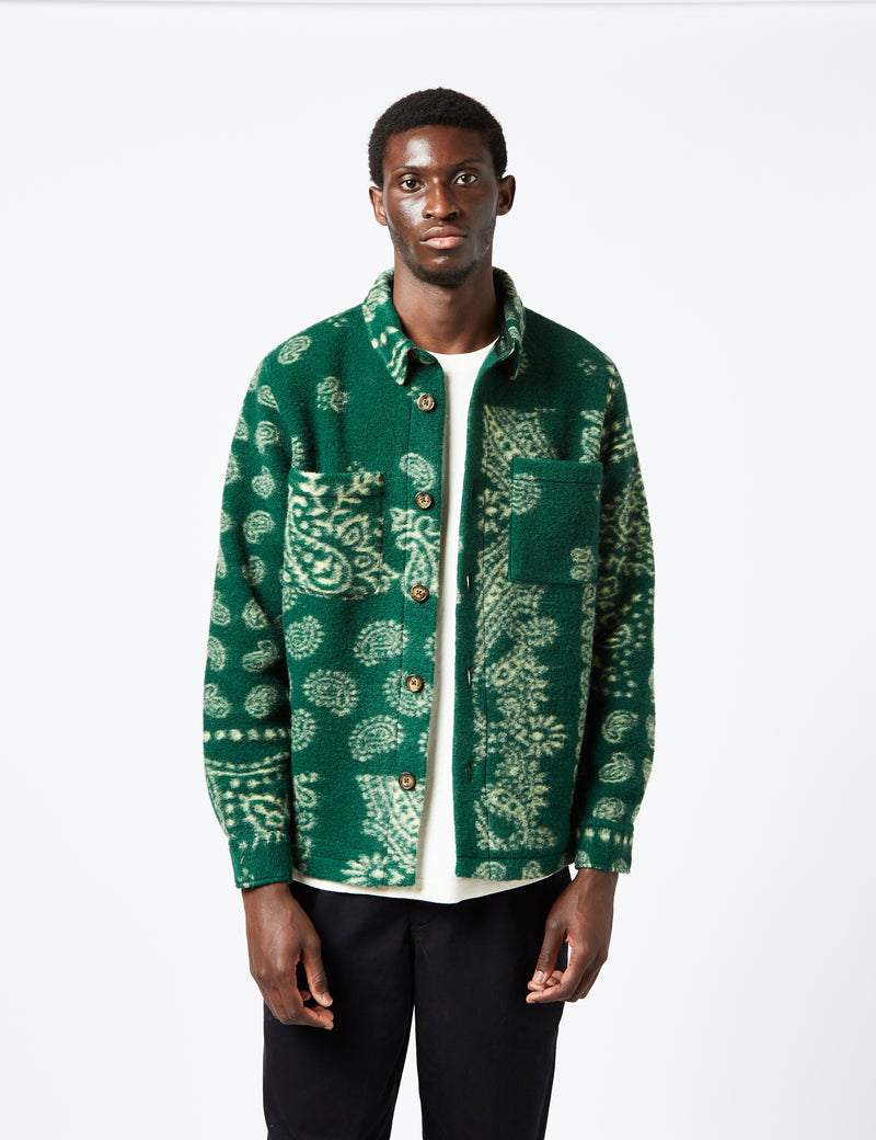 Portuguese Flannel Abstract Paisley Overshirt - Green