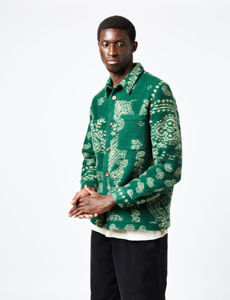 Portuguese Flannel Abstract Paisley Overshirt - Green