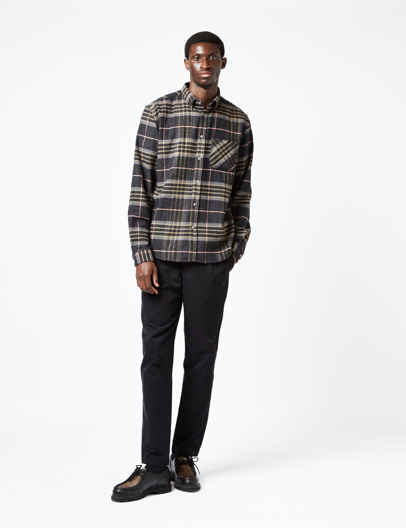 Portuguese Flannel Arquive 72 Shirt - Charcoal Grey/Pink