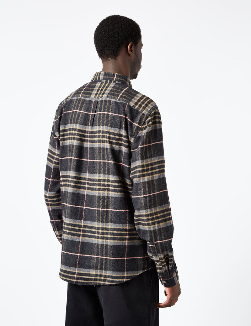 Portuguese Flannel Arquive 72 Shirt - Charcoal Grey/Pink