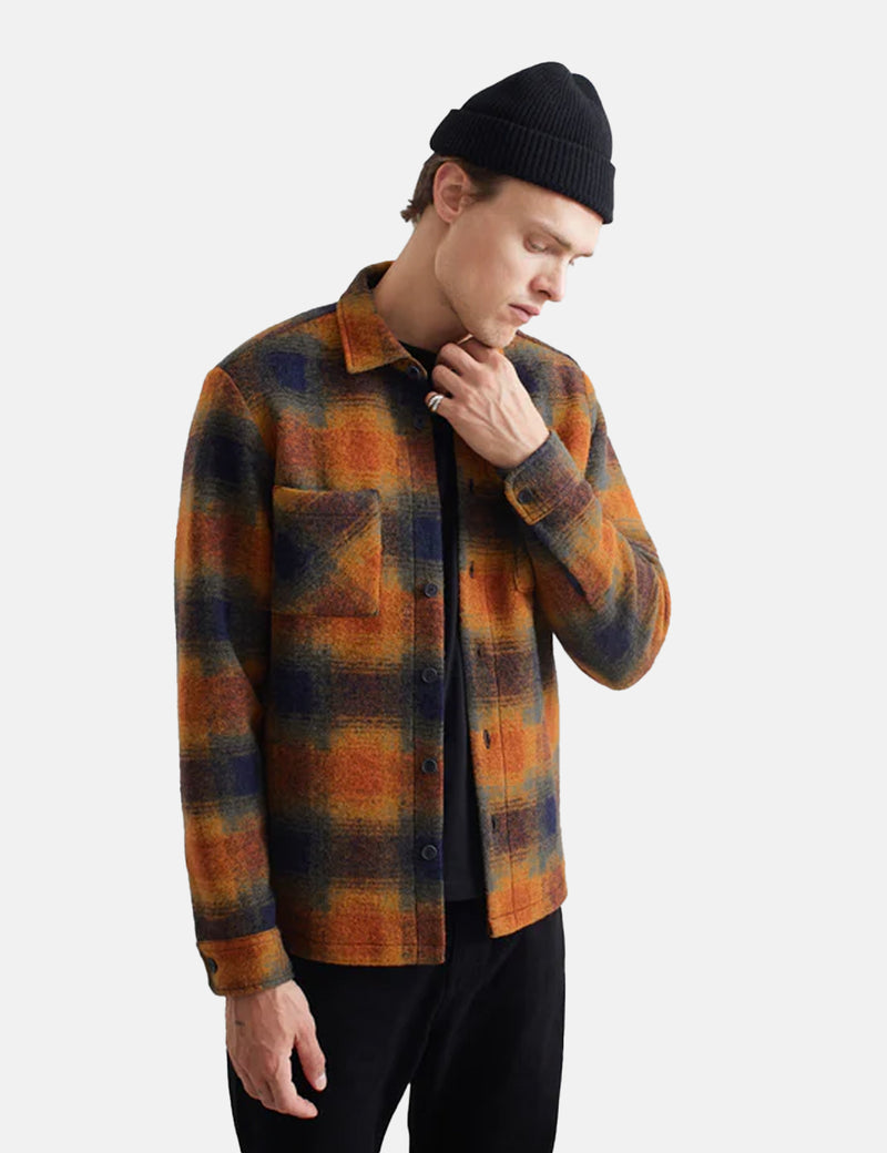 Wax London Whiting Overshirt (Pine) - Orange