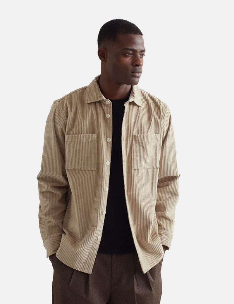 Wax London Whiting Overshirt (Penn Cord) - Sand Beige