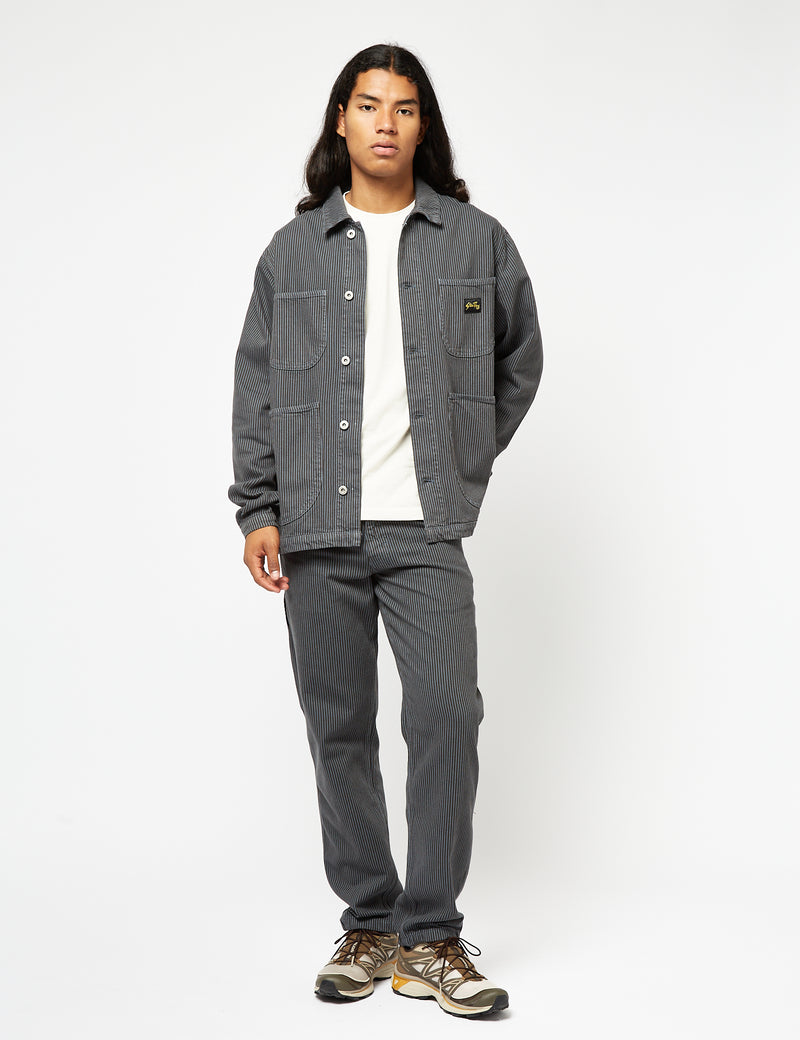 Stan Ray Coverall Jacket (Unlined) - Black Overdye Hickory