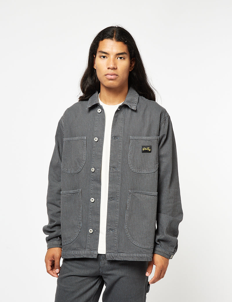 Stan Ray Coverall Jacket (Unlined) - Black Overdye Hickory