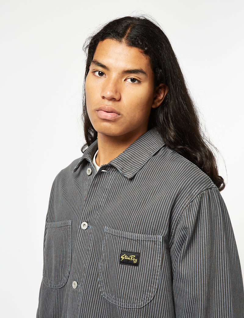 Stan Ray Coverall Jacket (Unlined) - Black Overdye Hickory