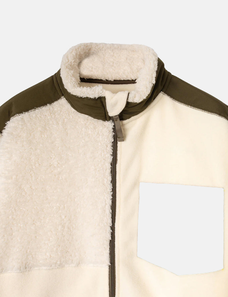 Stan Ray Patchwork Fleece Jacket - Natural/Olive Green