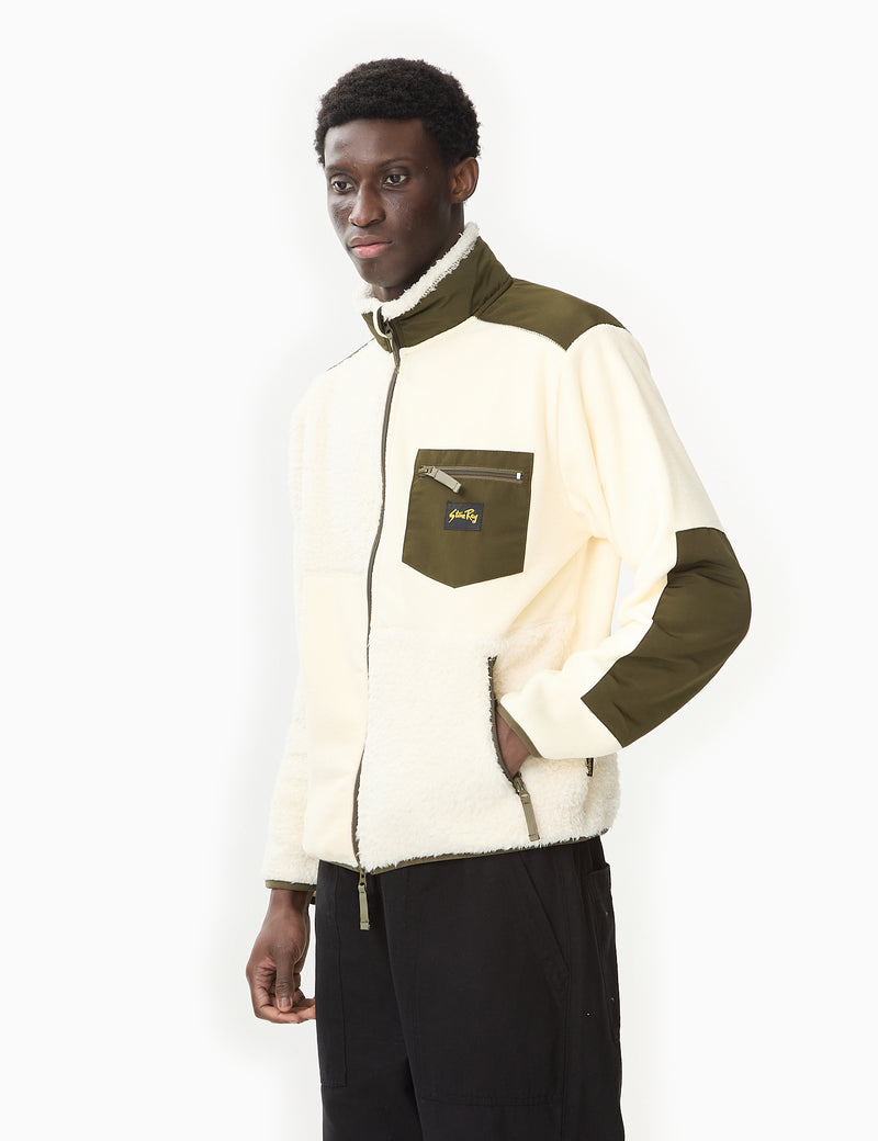 Stan Ray Patchwork Fleece Jacket - Natural/Olive Green