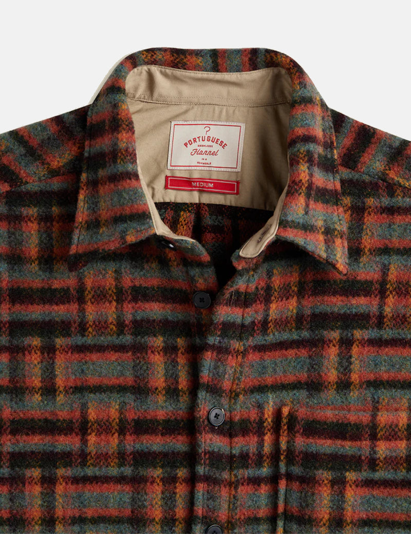 Portuguese Flannel Abstract Geometric Shirt - Bordeaux/Green