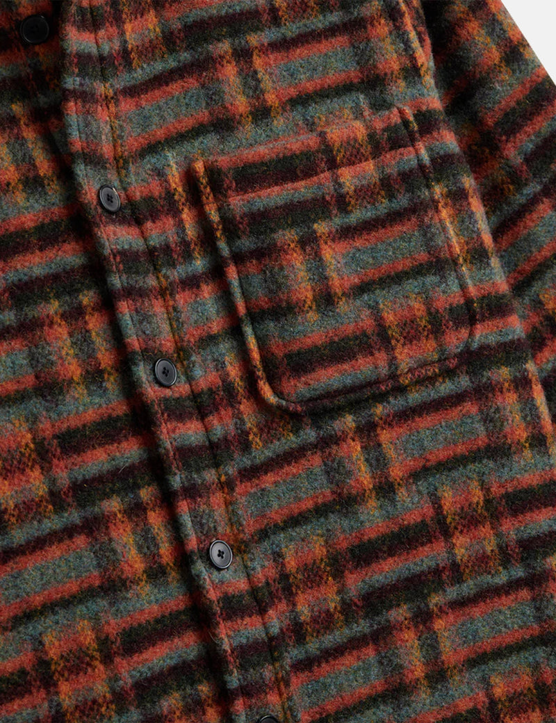 Portuguese Flannel Abstract Geometric Shirt - Bordeaux/Green
