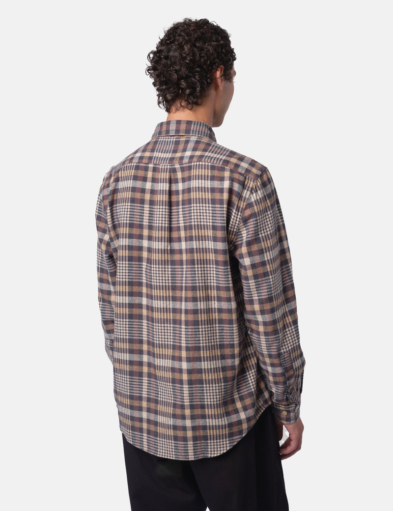 Portuguese Flannel Manta Shirt - Grey/Brown/Yellow/Off white