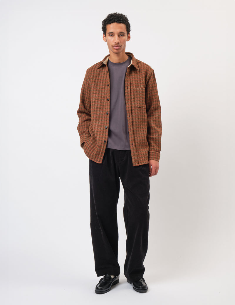 Portuguese Flannel Merino Tweed Shirt - Brown