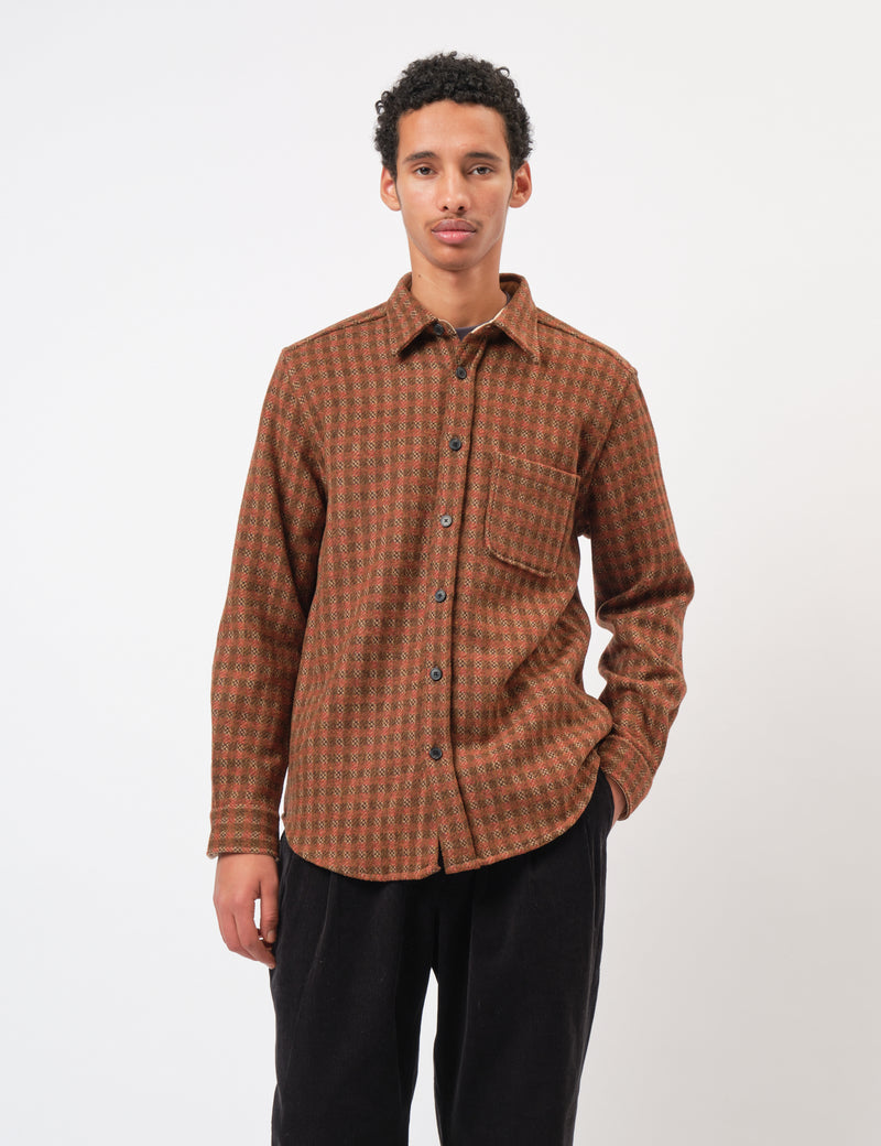 Portuguese Flannel Merino Tweed Shirt - Brown