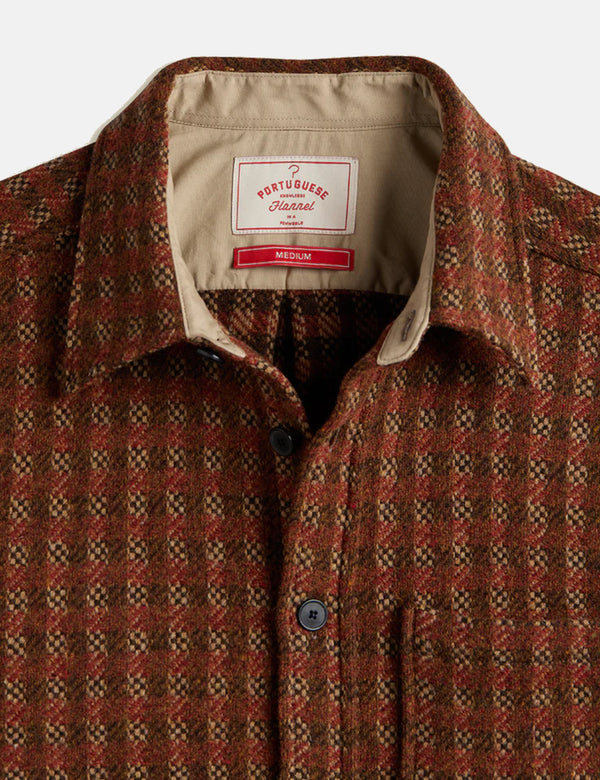 Portuguese Flannel Merino Tweed Shirt - Brown