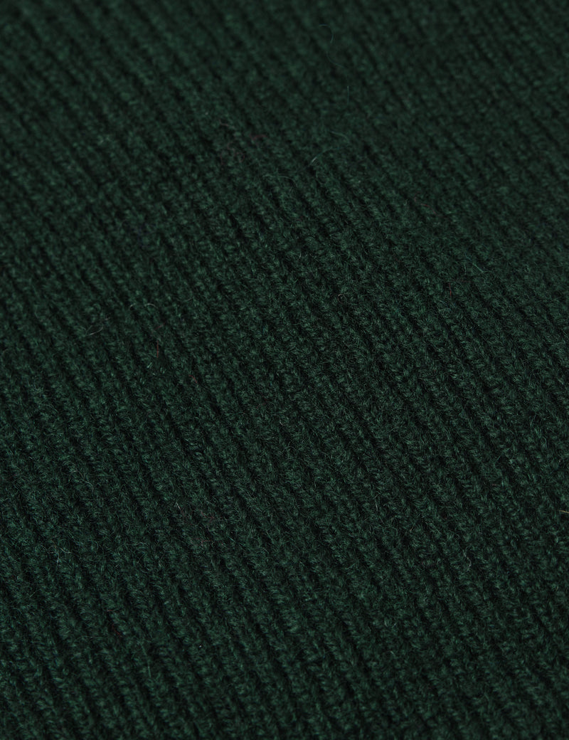 Bhode Newlyn Fishermans Wool Beanie Hat (Knitted in Scotland) - Tartan Green