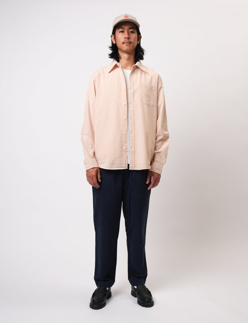 Bhode Box Seersucker Shirt - White/Rust