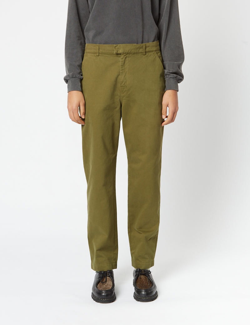 Bhode Everyday Pant Italian Cotton (Relaxed, Straight) - Olive Green