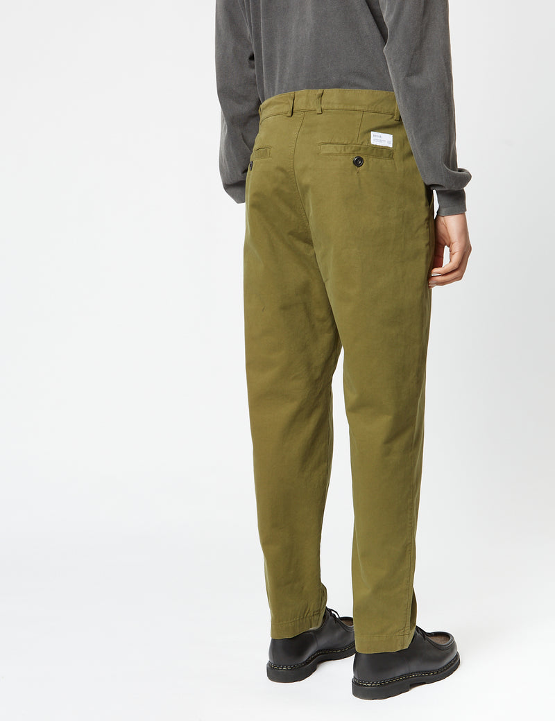 Bhode Everyday Pant Italian Cotton (Relaxed, Straight) - Olive Green