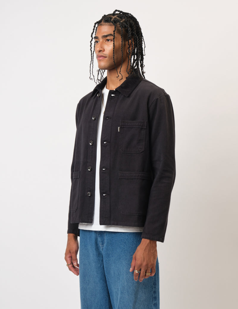 Bhode Chore Jacket Cord Collar - Anthracite Black