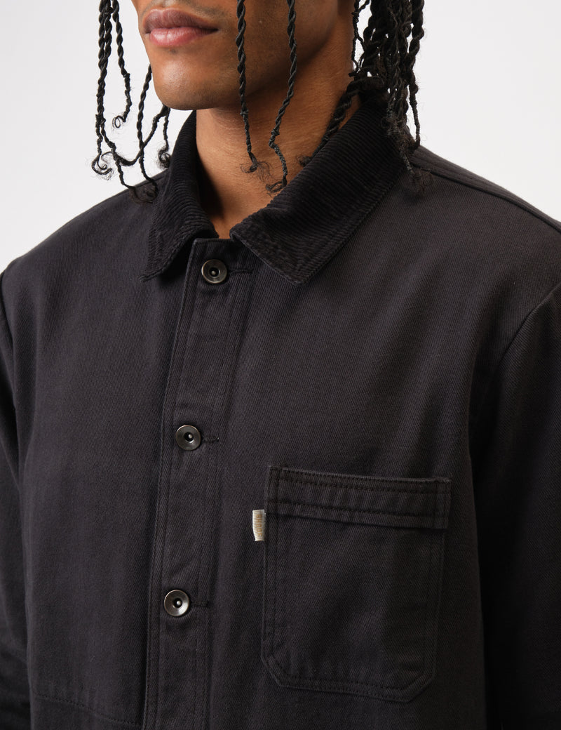 Bhode Chore Jacket Cord Collar - Anthracite Black