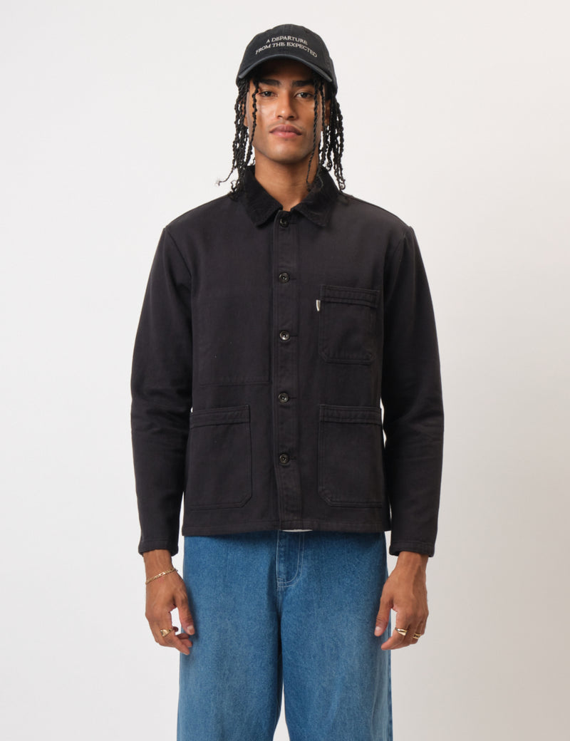 Bhode Chore Jacket Cord Collar - Anthracite Black