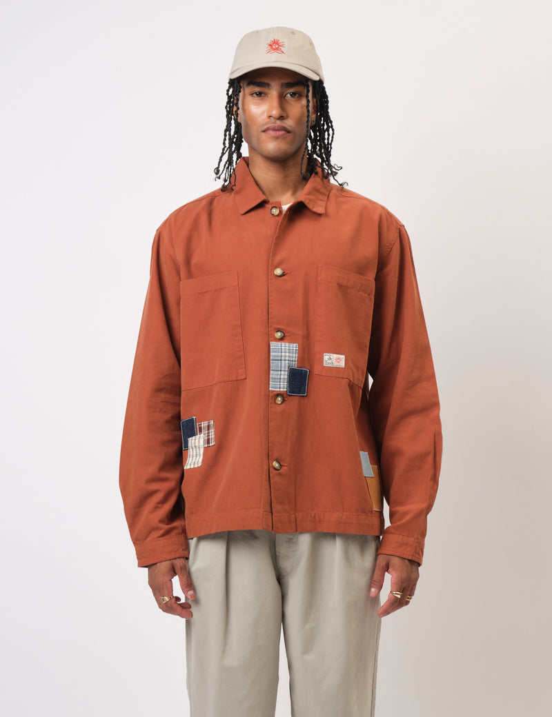 Bhode Hunting Overshirt Twill (Patchwork) - Rust
