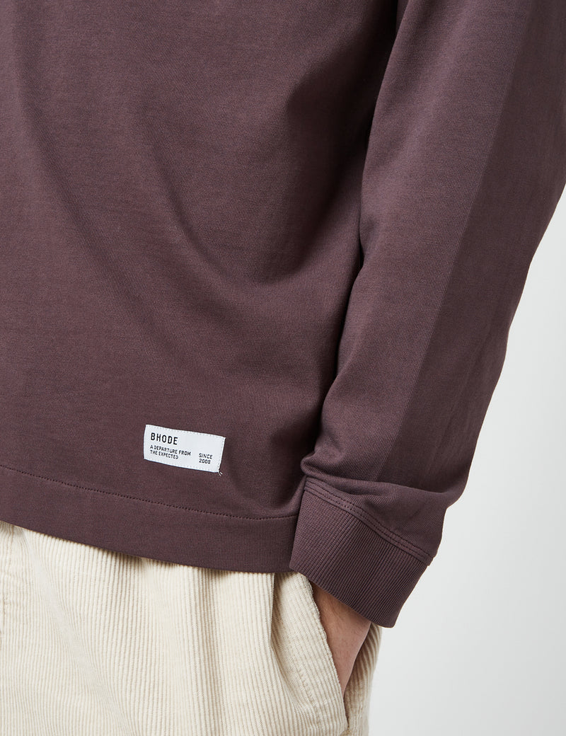 BhodeエブリデイヘビーウェイトロングスリーブTシャツ（オーガニック）-茄子