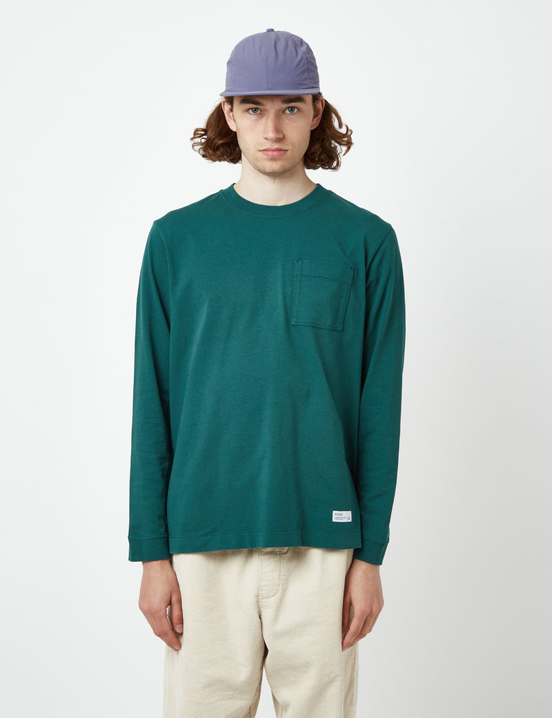 T-shirt Bhode Everyday Heavyweight à manches longues (biologique) - Vert sarcelle profond
