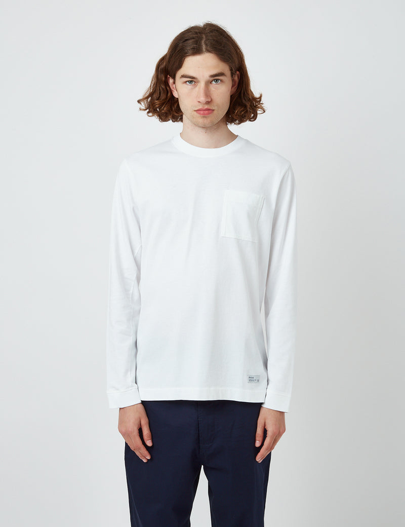 T-shirt Bhode Everyday Heavyweight à manches longues (biologique) - Blanc