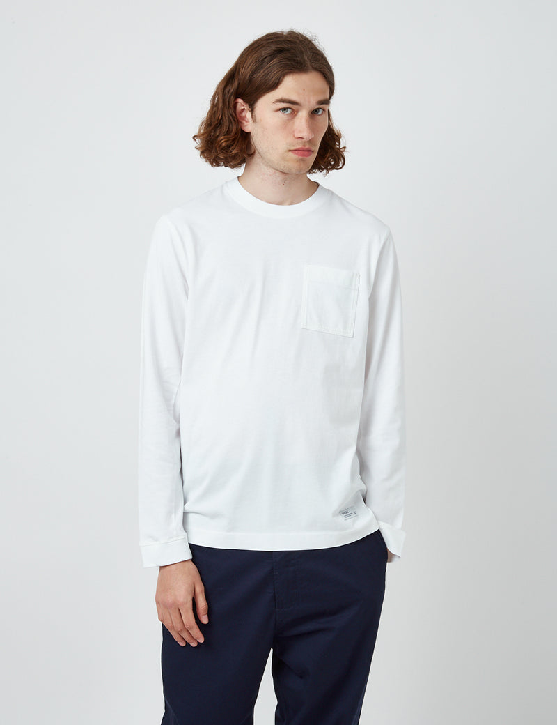 T-shirt Bhode Everyday Heavyweight à manches longues (biologique) - Blanc