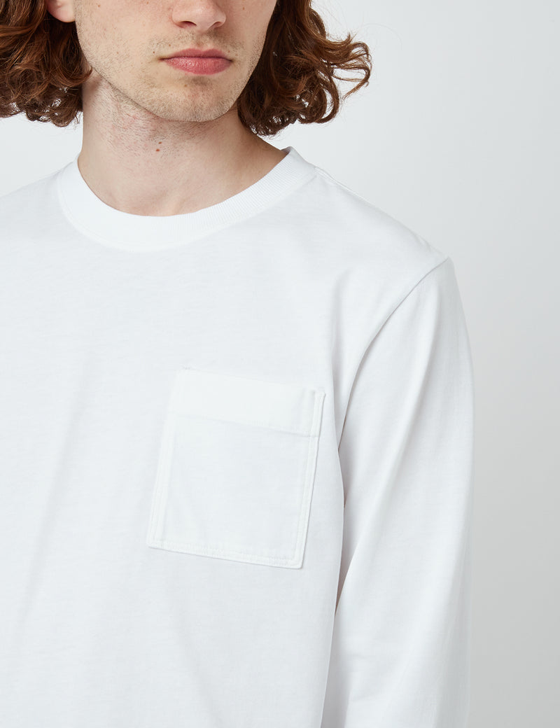 T-shirt Bhode Everyday Heavyweight à manches longues (biologique) - Blanc