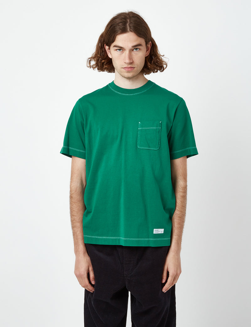 T-shirt à poche à coutures contrastées Bhode (biologique) - vert sapin