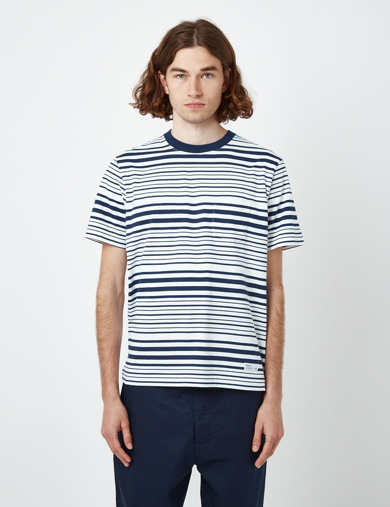 T-Shirt Rayé Bhode Shima (Bio) - Bleu Marine