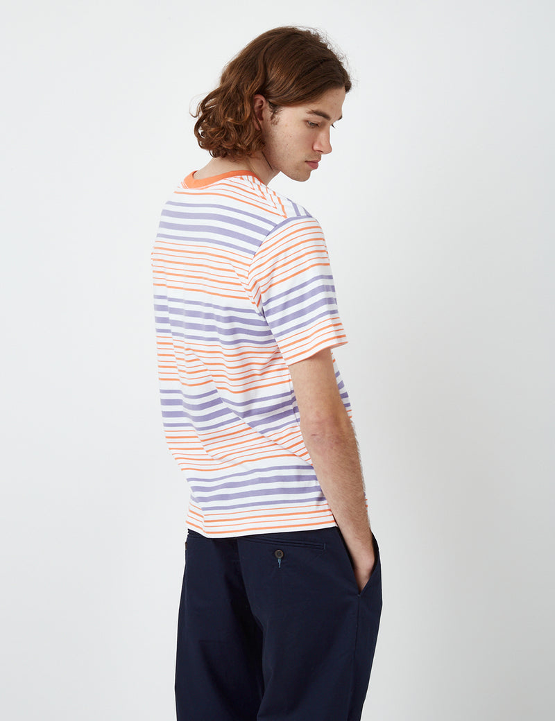BhodeシマストライプTシャツ（オーガニック）-北海道オレンジ