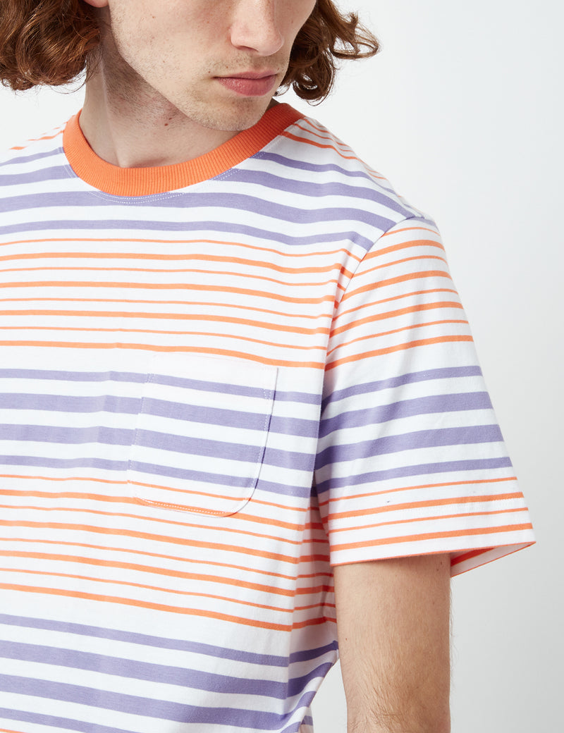 BhodeシマストライプTシャツ（オーガニック）-北海道オレンジ