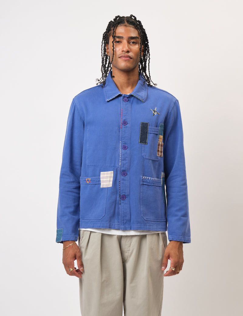 Bhode Chore Jacket (Patchwork) - Bugatti Blue